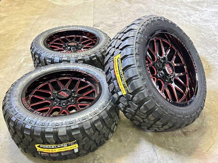 4 NEW XM WHEELS RED INLAY 6X135 FORD & GM 6X139MM 2855520 M/T TIRES -12 OFFSET - Image 3