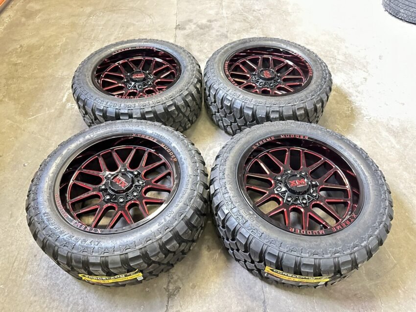 4 NEW XM WHEELS RED INLAY 6X135 FORD & GM 6X139MM 2855520 M/T TIRES -12 OFFSET - Image 2