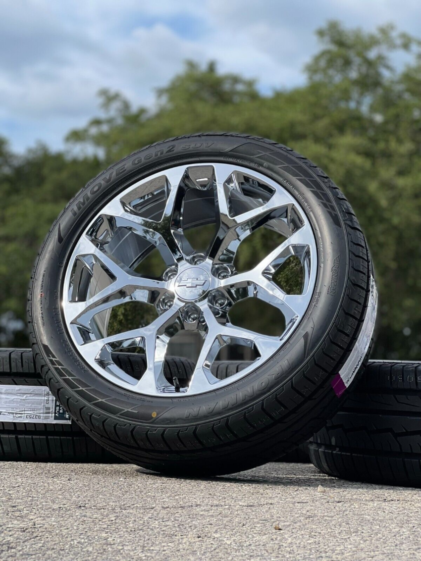 22" Chrome Silverado Tahoe Snowflake Wheels Rims Tires 2020 2019 2018 2017 2016 - Image 3