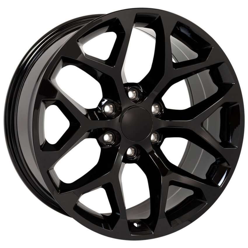 Gloss Black Snowflake GMC Sierra Denali Chevy Silverado/Tahoe Wheels SET 22X9