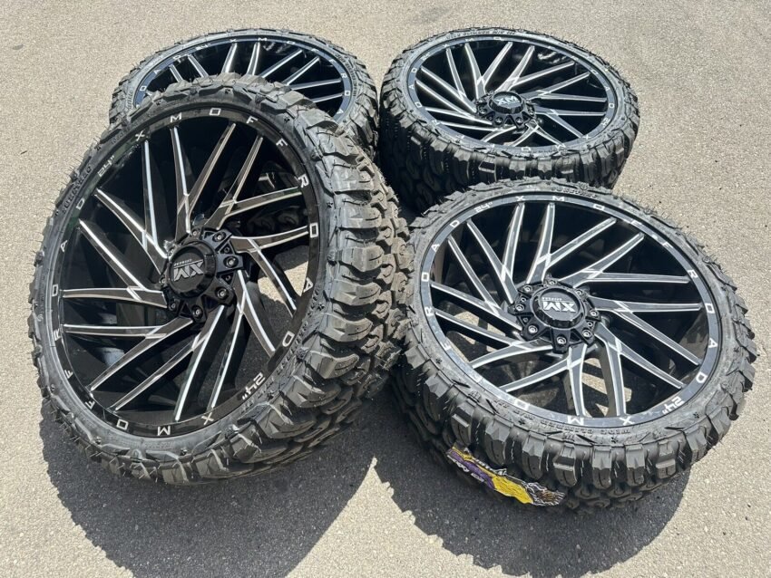 4 24" INCH RIMS/TIRES XM OFFROAD 33X125024 MUD TIRES FORD AND GMC CHEVY 135 139 - Image 3