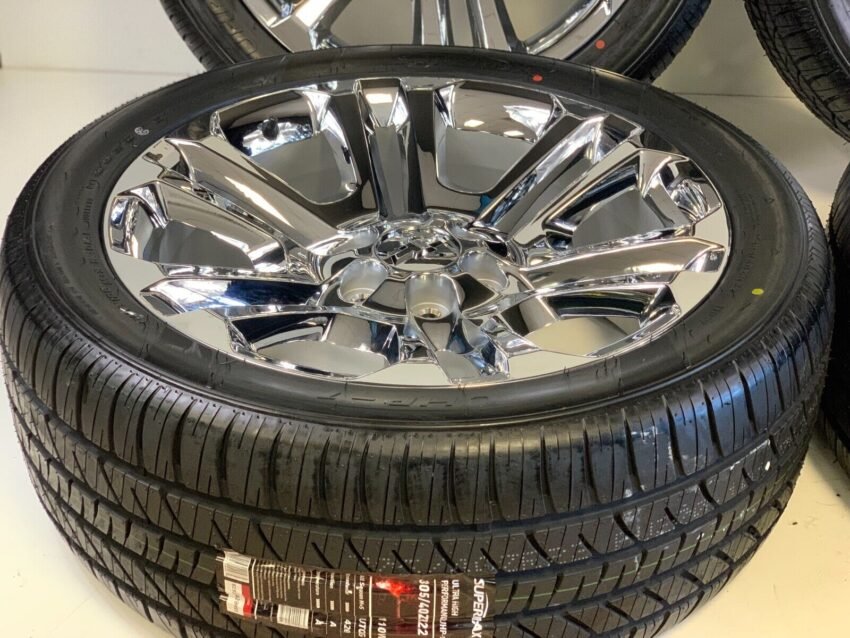 22" OEM FACTORY CHROME CADILLAC CHEVY SILVERADO GMC SIERRA WHEELS RIMS TIRES CK1 - Image 2