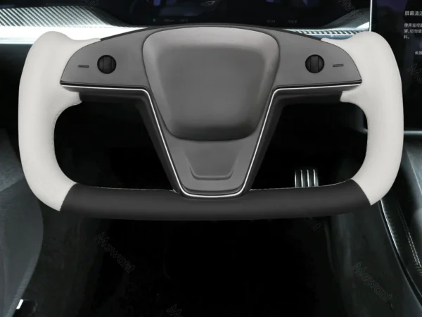 Hand Stitch Car Steering Wheel Cover for Tesla Yoke Model S 2021-2023 / Model X 2021-2023