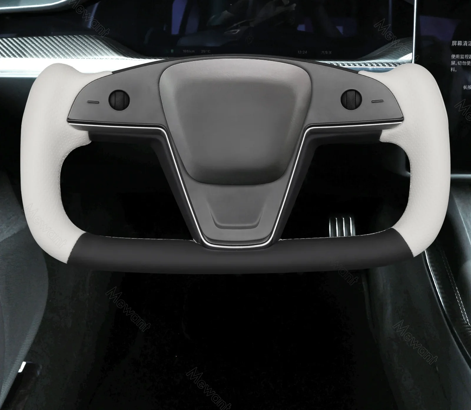 Hand Stitch Car Steering Wheel Cover for Tesla Yoke Model S 2021-2023 / Model X 2021-2023