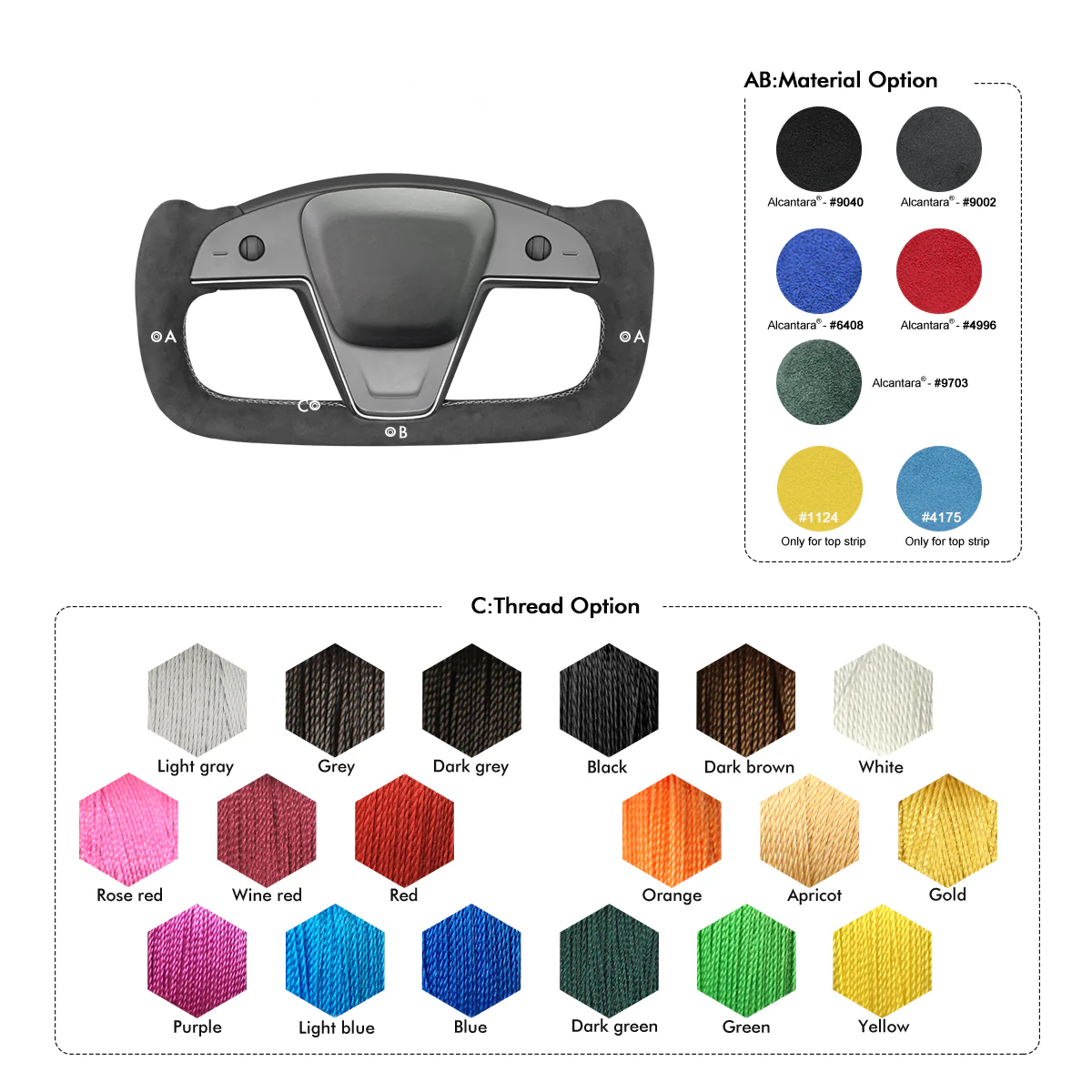 Hand Stitch Car Steering Wheel Cover for Tesla Yoke Model S 2021-2023 / Model X 2021-2023 - Image 11