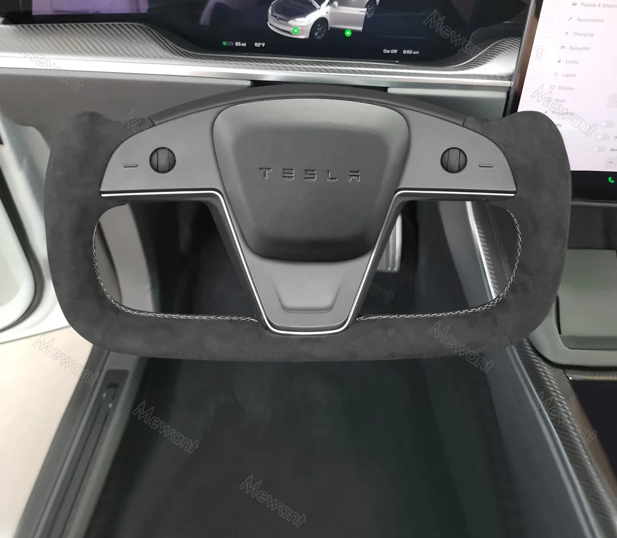 Hand Stitch Car Steering Wheel Cover for Tesla Yoke Model S 2021-2023 / Model X 2021-2023 - Image 6