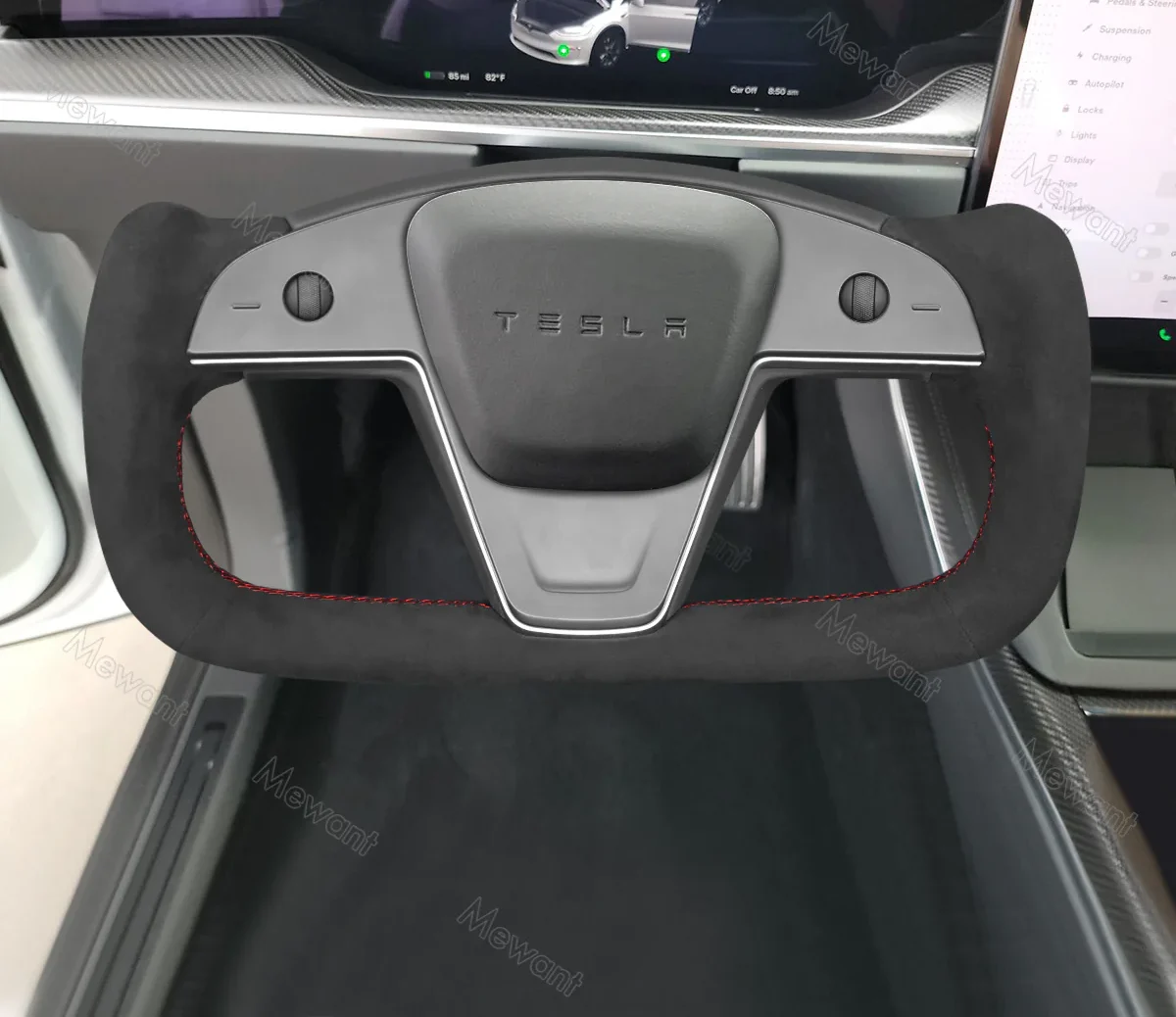 Hand Stitch Car Steering Wheel Cover for Tesla Yoke Model S 2021-2023 / Model X 2021-2023 - Image 3