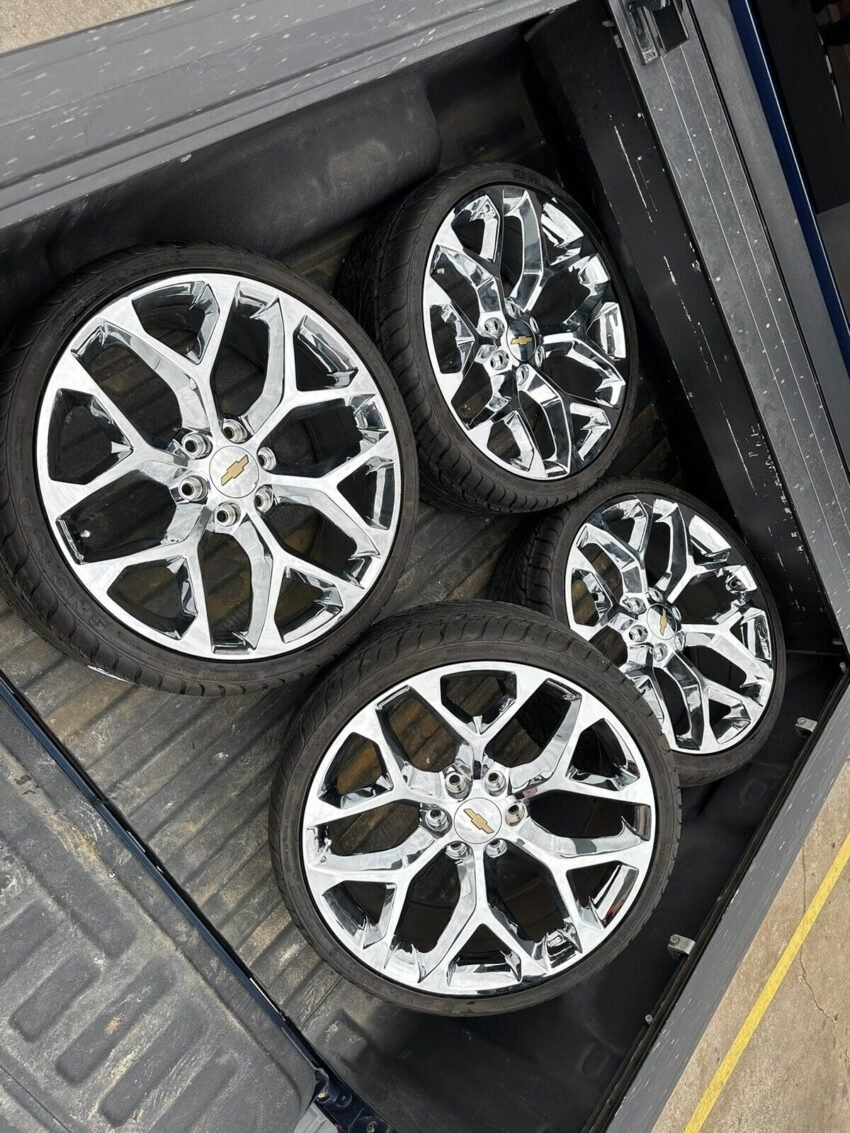 New 24” SnowFlake Rims Tires 6x139 CHROME W/Tires GMC CHEVY ESCALADE RAM - Image 3