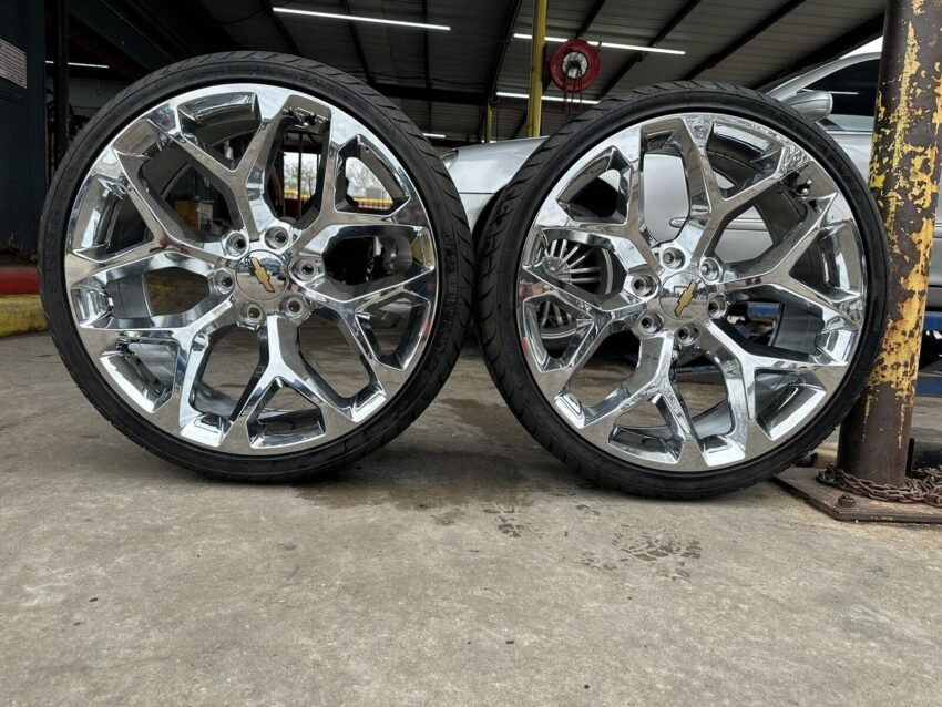 New 24” SnowFlake Rims Tires 6x139 CHROME W/Tires GMC CHEVY ESCALADE RAM