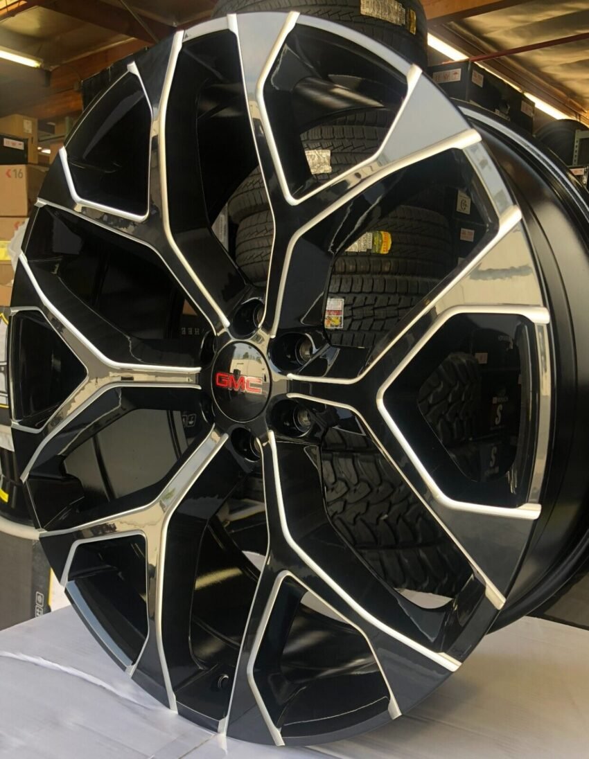 24'' inch Snowflake Black Milled Wheels 33'' RT Tires Yukon Sierra Silverado Rim - Image 4
