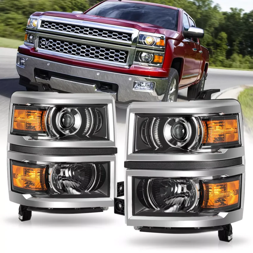 2014-2015 CHEVROLET SILVERADO 1500 PROJECTOR HEADLIGHTS WITH/ CHROME TRIM