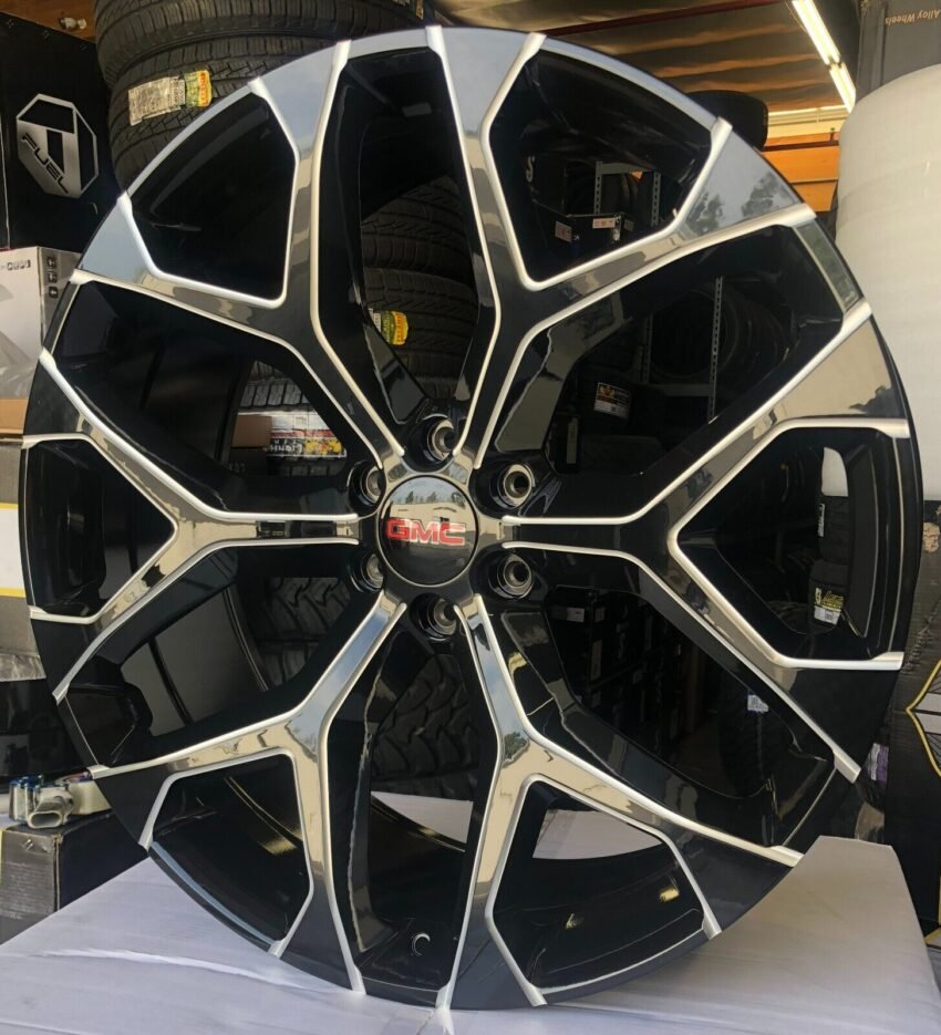 24'' inch Snowflake Black Milled Wheels 33'' RT Tires Yukon Sierra Silverado Rim - Image 2