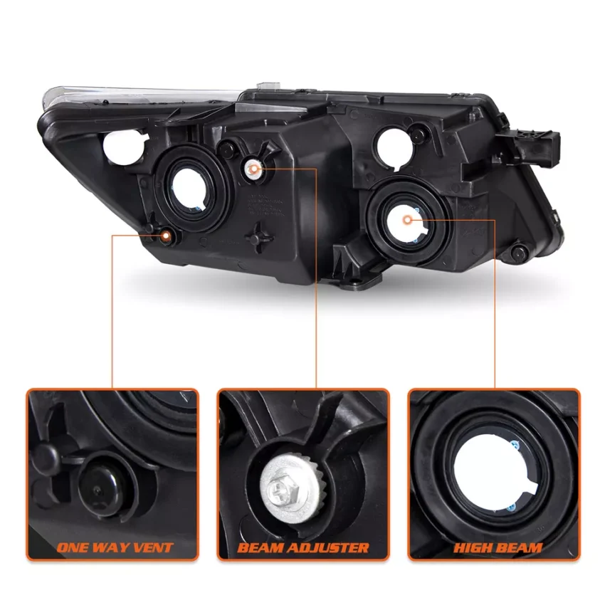 Headlights Assembly for 2009-2018 Dodge Journey | Smoke Lamps Clear Corner Sets | OEM Quality - Image 3