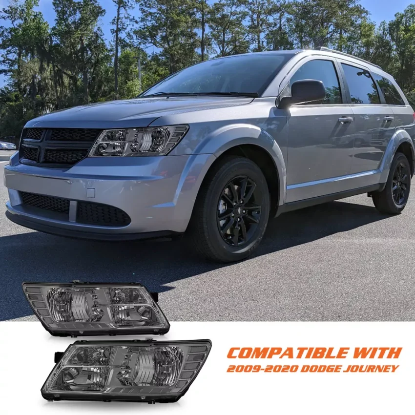 Headlights Assembly for 2009-2018 Dodge Journey | Smoke Lamps Clear Corner Sets | OEM Quality - Image 2